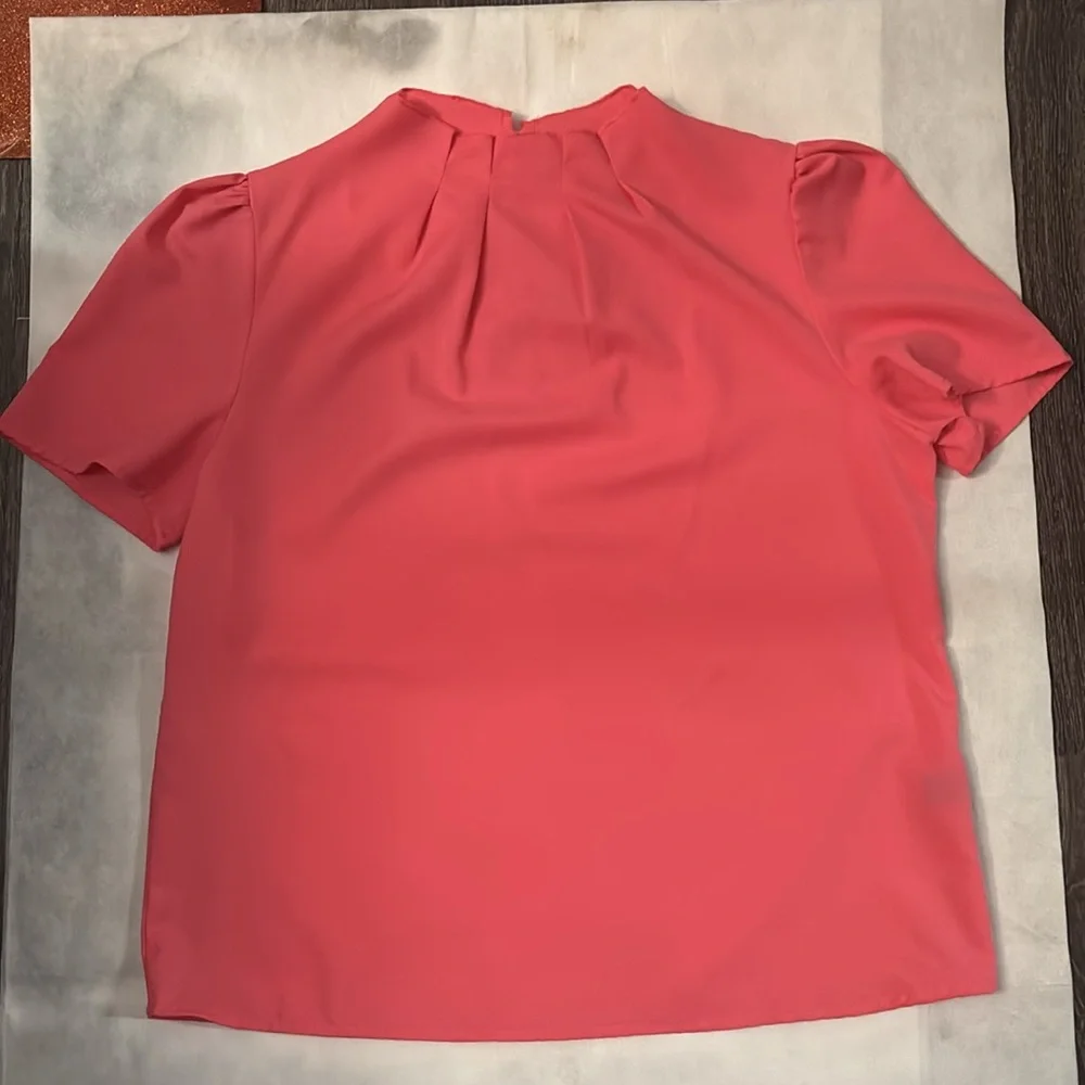 Shein Rafferiza Pink Pleated Mock Neck Top L Coquette Girl Coconut Bubblegum